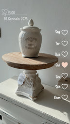 Alzata con capitello in legno base crema top color naturale cm 27x27xh19 Coccole di casa (KL99018)