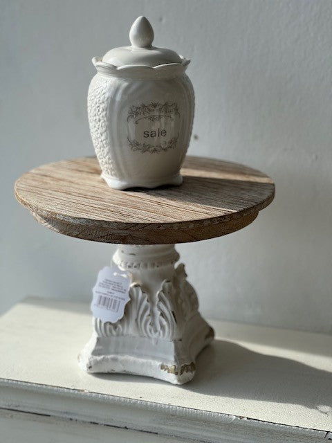 Alzata con capitello in legno base crema top color naturale cm 27x27xh19 Coccole di casa (KL99018)