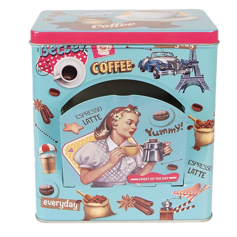 Scatola porta cialde/oggetti in metallo azzurro cm 16 x 10 18 Clayre Eef ( 6BL0126)