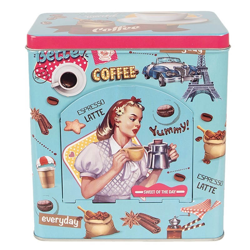 Scatola porta cialde/oggetti in metallo azzurro cm 16 x 10 18 Clayre Eef ( 6BL0126)