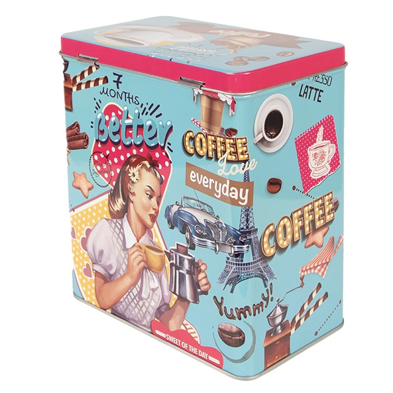 Scatola porta cialde/oggetti in metallo azzurro cm 16 x 10 18 Clayre Eef ( 6BL0126)