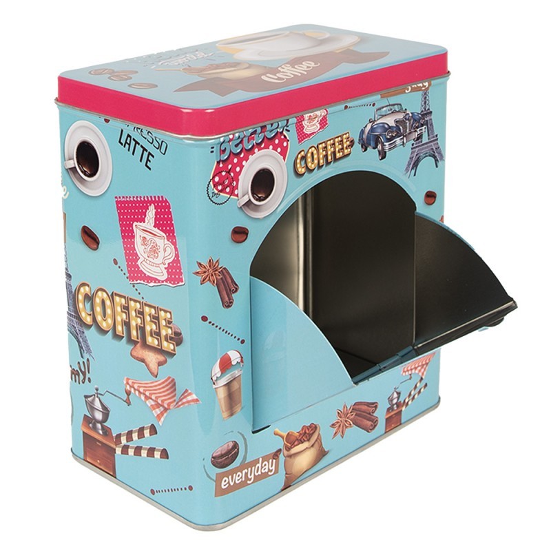 Scatola porta cialde/oggetti in metallo azzurro cm 16 x 10 18 Clayre Eef ( 6BL0126)