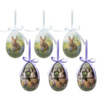 Set 6 uova decorative Pasquali in plastica con nastrino per essere appese cm 7x10 Clayre Eef ( 65912)