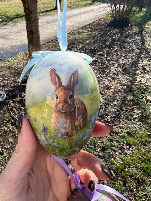 Set 6 uova decorative Pasquali in plastica con nastrino per essere appese cm 7x10 Clayre Eef ( 65912)