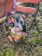 Set 6 uova decorative Pasquali in plastica con nastrino per essere appese cm 7x10 Clayre Eef ( 65912)