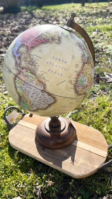 Globo /mappamondo decorativo giallo diam.22 x 33 cm legno e metallo Clayre Eef (64913)