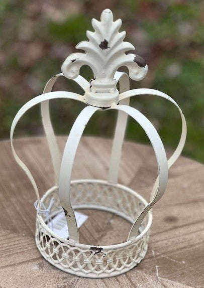 Corona Porta Tealight In Metallo Crema Antichizzato H 26 D. 17 Cm Chic Antique ( 39605-19)