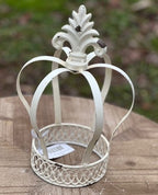 Corona Porta Tealight In Metallo Crema Antichizzato H 26 D. 17 Cm Chic Antique ( 39605-19)