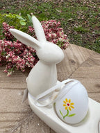 Portauova lungo con coniglietti in ceramica bianca CM: 33,2x6,3x13,3 CK679