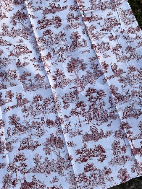 Tovaglia 100% cotone "Saint Remy" toile de Jouy de color rosso diverse misure