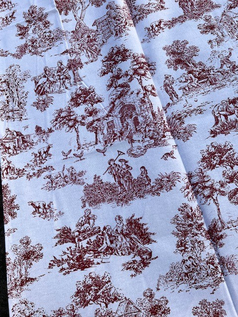 Tovaglia 100% cotone "Saint Remy" toile de Jouy de color rosso diverse misure