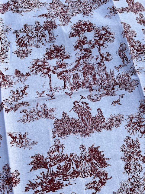 Tovaglia 100% cotone "Saint Remy" toile de Jouy de color rosso diverse misure