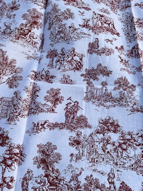 Tovaglia 100% cotone "Saint Remy" toile de Jouy de color rosso diverse misure