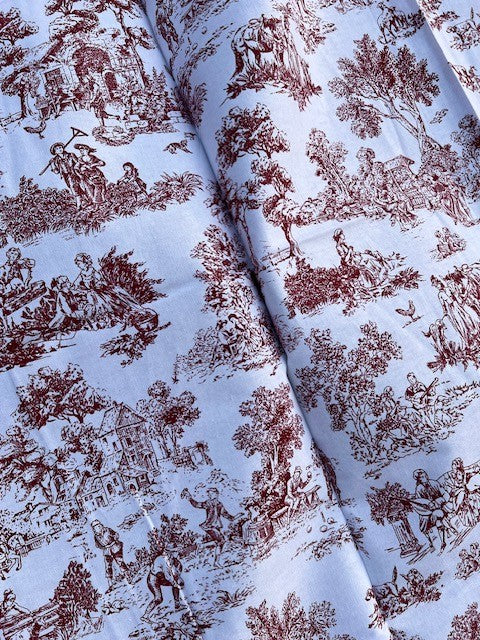 Tovaglia 100% cotone "Saint Remy" toile de Jouy de color rosso diverse misure
