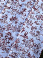 Tovaglia 100% cotone "Saint Remy" toile de Jouy de color rosso diverse misure