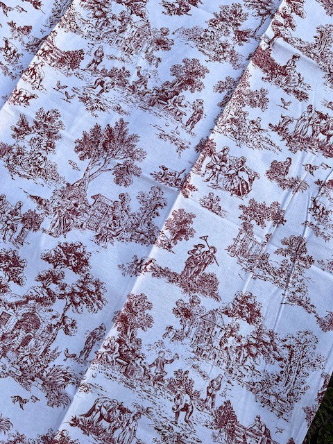 Tovaglia 100% cotone "Saint Remy" toile de Jouy de color rosso diverse misure