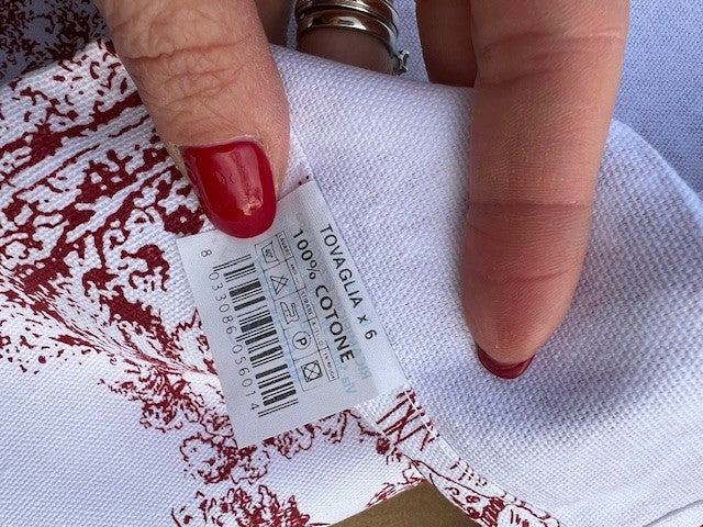 Tovaglia 100% cotone "Saint Remy" toile de Jouy de color rosso diverse misure