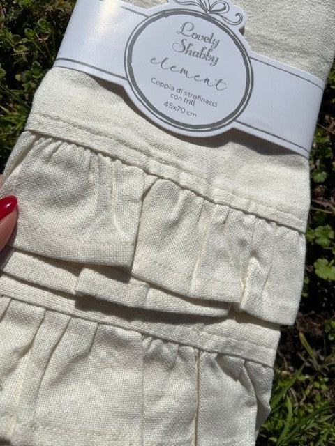 Coppia canovacci in Morbido Cotone Linea " Element" Con Balza Cm 45x70 Color Naturale