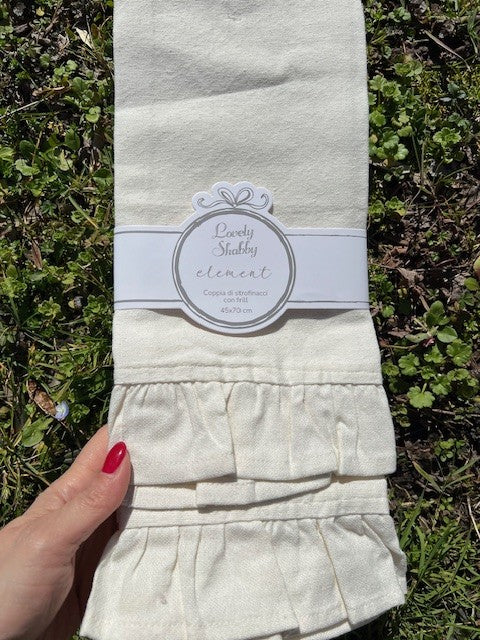 Coppia canovacci in Morbido Cotone Linea " Element" Con Balza Cm 45x70 Color Naturale