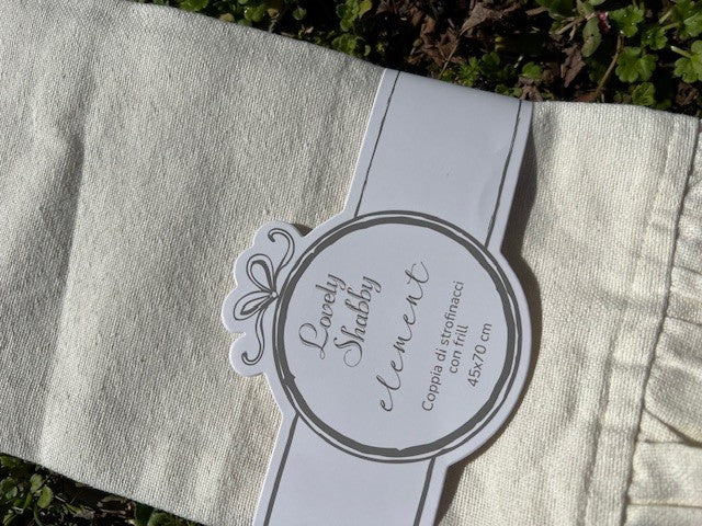 Coppia canovacci in Morbido Cotone Linea " Element" Con Balza Cm 45x70 Color Naturale