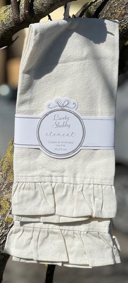 Coppia canovacci in Morbido Cotone Linea " Element" Con Balza Cm 45x70 Color Naturale