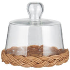 Copri vivande in vetro con base in rattan base Ø 15 cupola d.13,5 h 12,5cm linea country  Ib Laursen (30976-00)