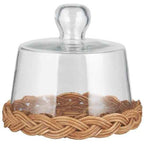 Copri vivande in vetro con base in rattan base Ø 15 cupola d.13,5 h 12,5cm linea country  Ib Laursen (30976-00)