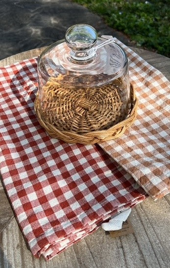 Copri vivande in vetro con base in rattan base Ø 15 cupola d.13,5 h 12,5cm linea country  Ib Laursen (30976-00)