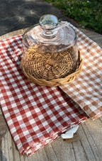 Copri vivande in vetro con base in rattan base Ø 15 cupola d.13,5 h 12,5cm linea country  Ib Laursen (30976-00)