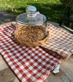 Copri vivande in vetro con base in rattan base Ø 15 cupola d.13,5 h 12,5cm linea country  Ib Laursen (30976-00)