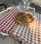 Copri vivande in vetro con base in rattan base Ø 15 cupola d.13,5 h 12,5cm linea country  Ib Laursen (30976-00)