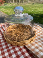 Copri vivande in vetro con base in rattan base Ø 15 cupola d.13,5 h 12,5cm linea country  Ib Laursen (30976-00)