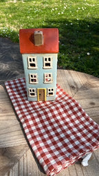 Canovaccio/Strofinaccio Martha color ruggine con quadretti checks naturali Cm 50x70 100% cotone Ib Laursen (66109-70)