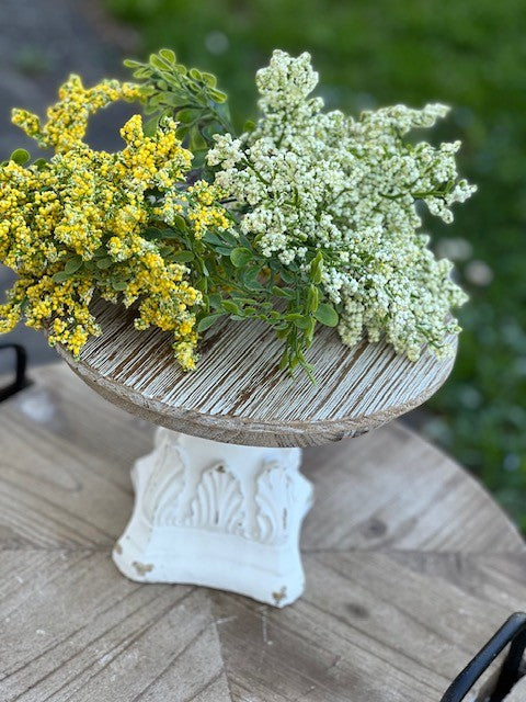 Alzata con capitello in legno base crema top color naturale cm 27x27xh19 Coccole di casa (KL99018)