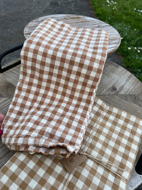 Canovaccio/Strofinaccio Rasmus color marrone con quadretti checks naturali Cm 50x70 100% cotone Ib Laursen (66109-49)