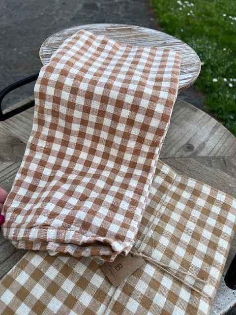 Canovaccio/Strofinaccio Rasmus color marrone con quadretti checks naturali Cm 50x70 100% cotone Ib Laursen (66109-49)