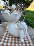 Statuetta / alzatina coniglio in poliresina bianca cm 15 x 11 x14 Clayre Eef ( 6CE1429)