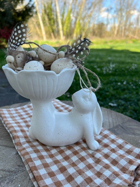 Statuetta / alzatina coniglio in poliresina bianca cm 15 x 11 x14 Clayre Eef ( 6CE1429)