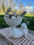 Statuetta / alzatina coniglio in poliresina bianca cm 15 x 11 x14 Clayre Eef ( 6CE1429)