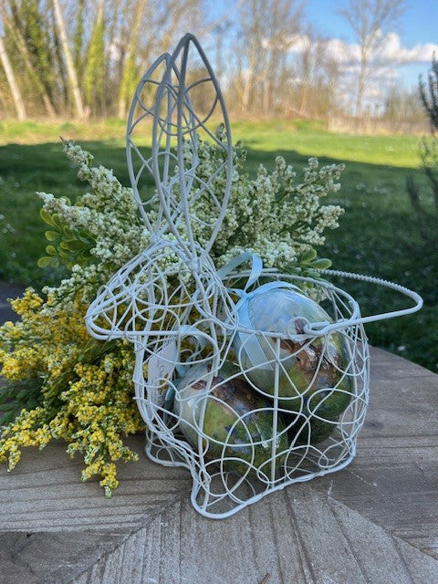 Coniglio in metallo bianco porta ovetti cm 20x12x24 Clayre Eef (6y4659w)