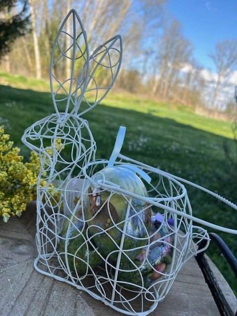 Coniglio in metallo bianco porta ovetti cm 20x12x24 Clayre Eef (6y4659w)