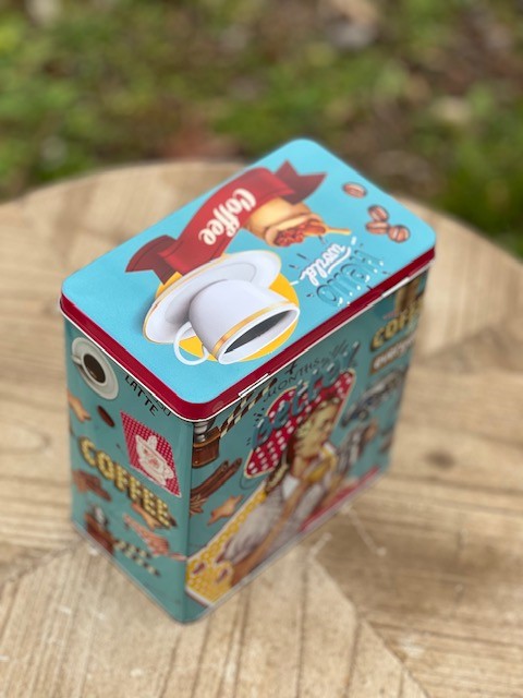 Scatola porta cialde/oggetti in metallo azzurro cm 16 x 10 18 Clayre Eef ( 6BL0126)