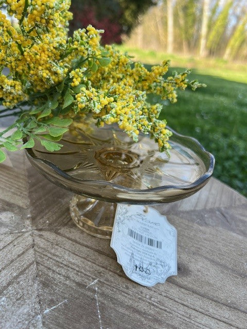 Alzatina in vetro color ocra Vent du sud cm 17x17x15 Blanc Mariclò (A37898)