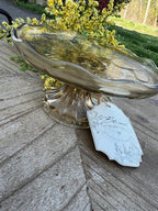 Alzatina in vetro color ocra Vent du sud cm 17x17x15 Blanc Mariclò (A37898)