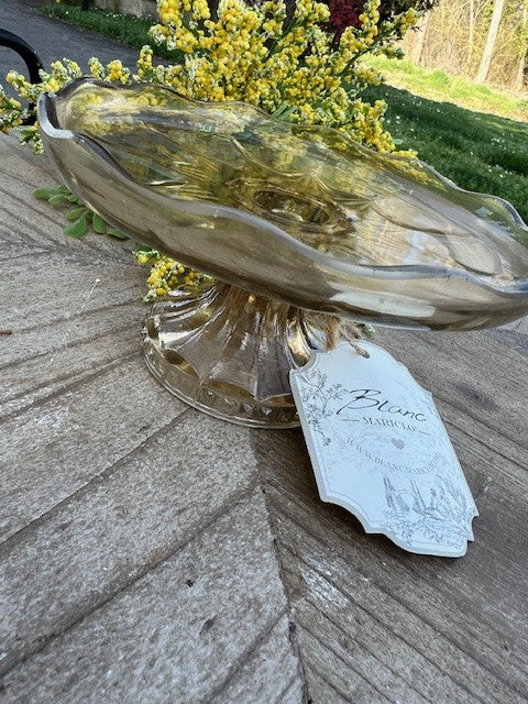 Alzatina in vetro color ocra Vent du sud cm 17x17x15 Blanc Mariclò (A37898)