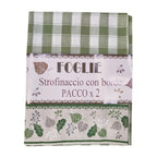 Set 2 strofinaccio/canovaccio "Foglie" in cotone cm 50x70