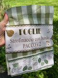 Set 2 strofinaccio/canovaccio "Foglie" in cotone cm 50x70