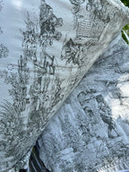 Trapuntino matrimoniale microfibra Toile de Jouy con doppio volant cm 270x265