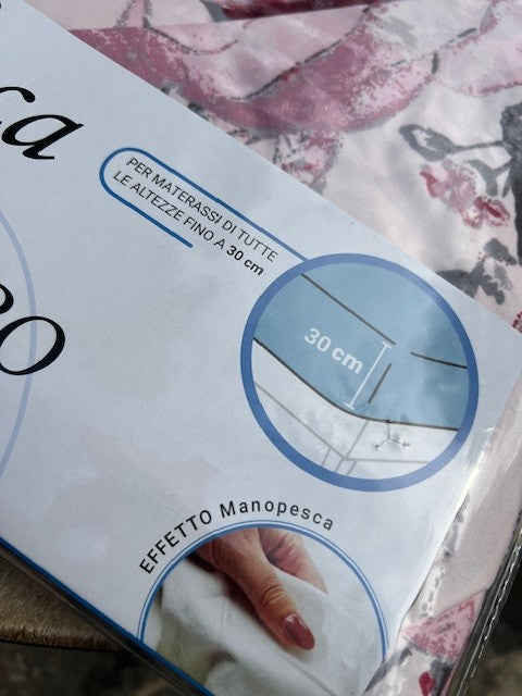 Completo lenzuola microfibra manopesca matrimoniale rose no stiro