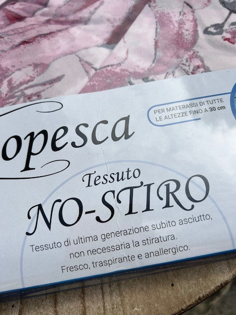 Completo lenzuola microfibra manopesca matrimoniale rose no stiro